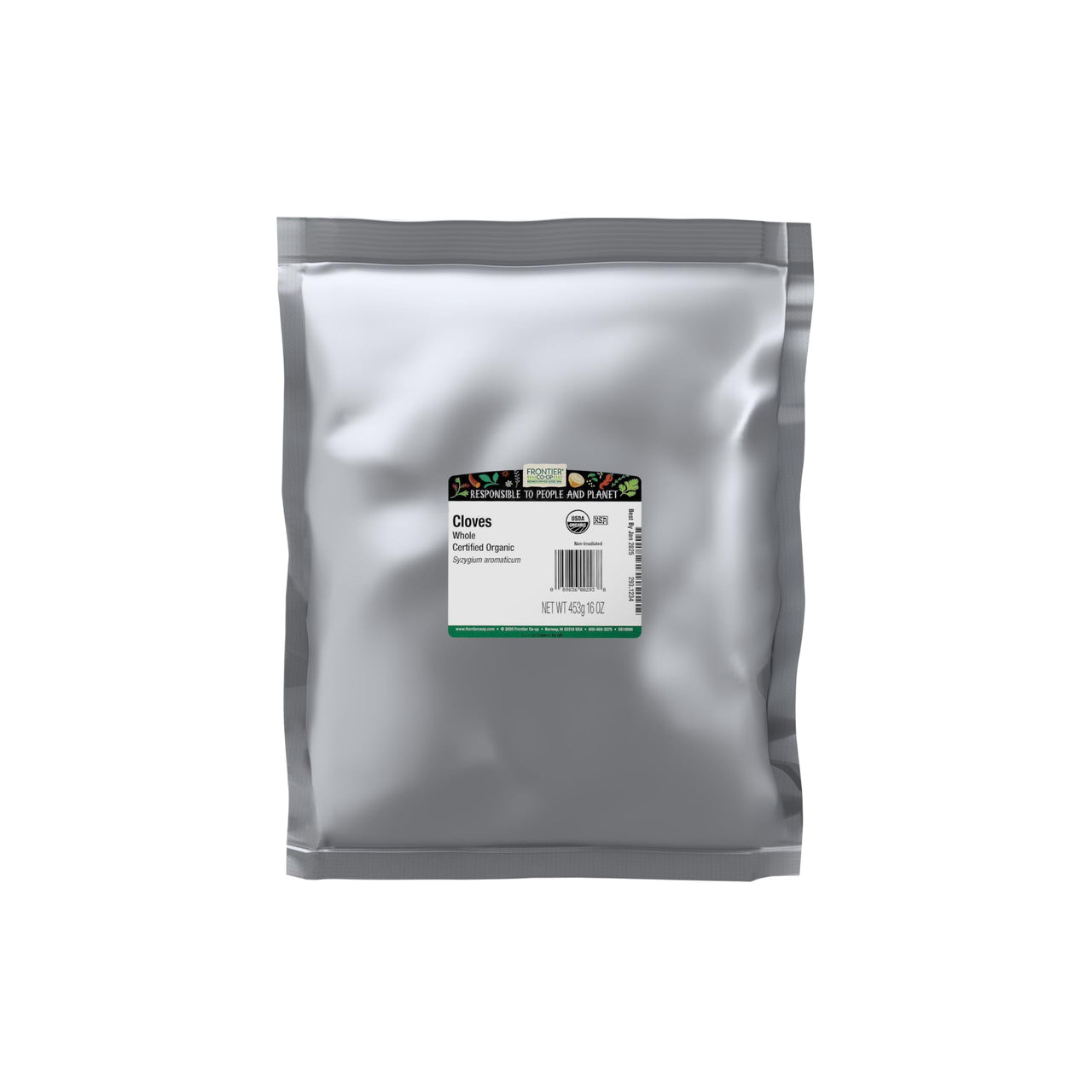 Frontier Co-op Organic Cloves, Whole, 1-Pound Bulk, Organic Whole Cloves, Kosher, Pungent Warm Aroma, Bittersweet & Spicy