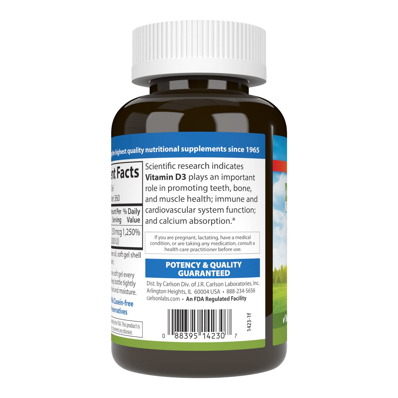 Carlson Vitamin D3 10,000 IU (250 mcg), Cholecalciferol, Bone & Immune Health, 360 Soft Gels