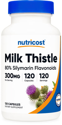 Thumbnail for Nutricost Milk Thistle Capsules 300mg, 120 Capsules (80% Silymarin) - Gluten-Free & Non-GMO