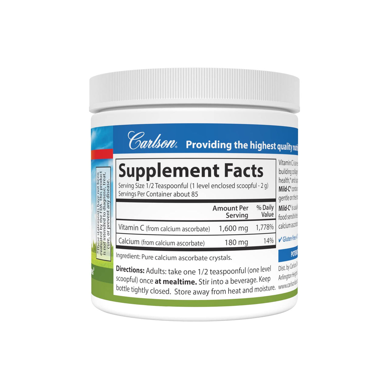 Carlson - Mild-C, Vitamin C Powder, Supports Healthy Immune Function, 6 oz (170 g)