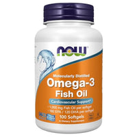 Thumbnail for NOW Supplements, Omega-3 180 EPA / 120 DHA, Molecularly Distilled, Cardiovascular Support, 100 Softgels