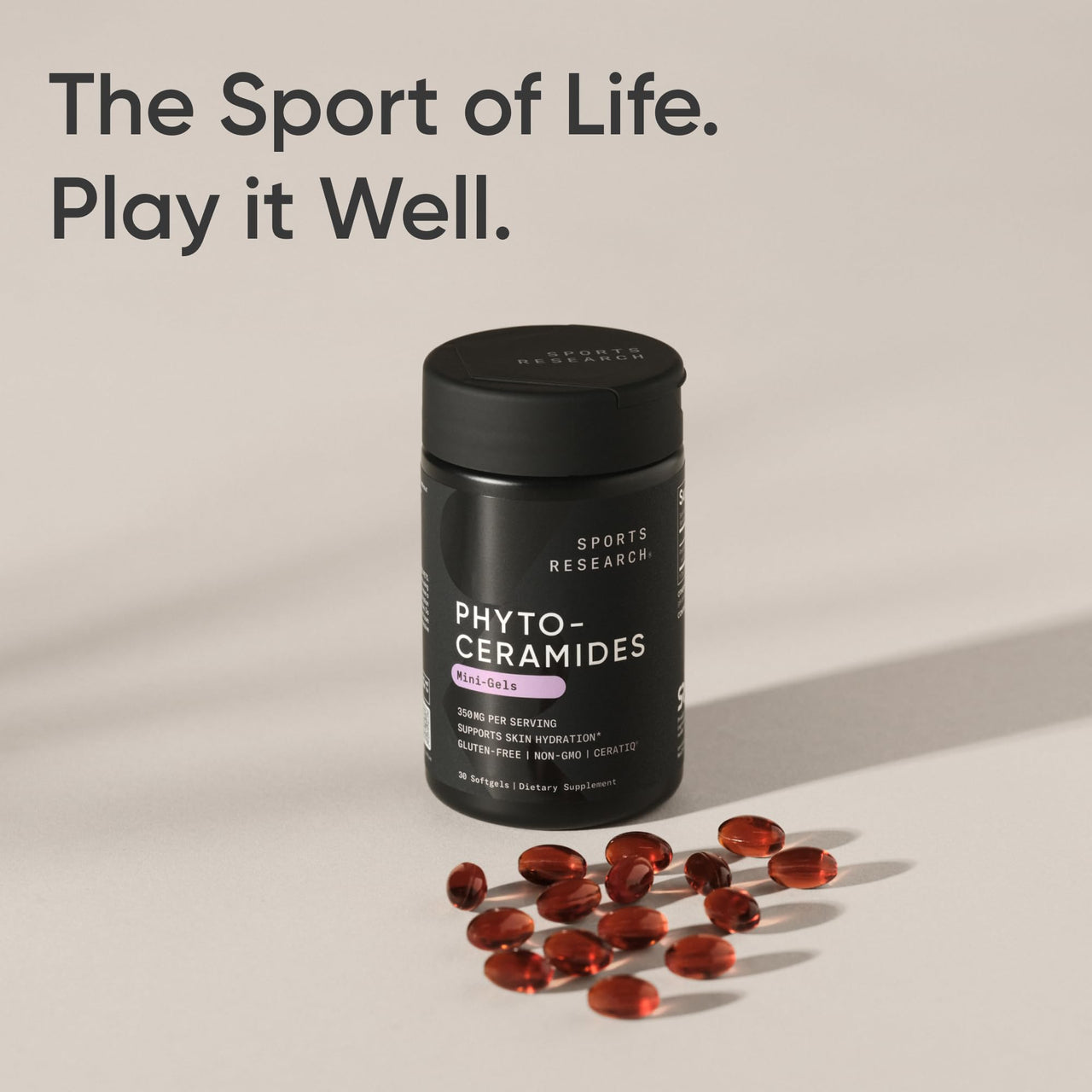 Sports Research® Phytoceramides 350mg per softgel - Plant Derived Ceramides for Healthy Skin and Hydration - Non GMO with No Fillers or Synthetic Vitamins - 30 Liquid softgels