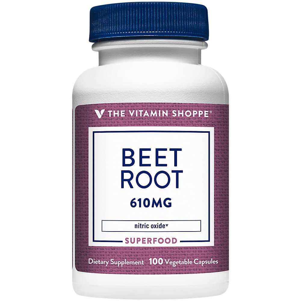 The Vitamin Shoppe Beet Root - Nitric Oxide Superfood - 610 MG (100 Vegetable Capsules)