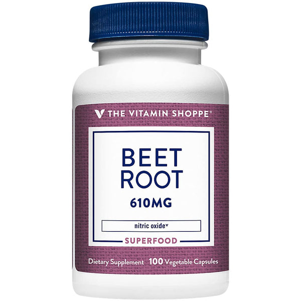 The Vitamin Shoppe Beet Root - Nitric Oxide Superfood - 610 MG (100 Vegetable Capsules)
