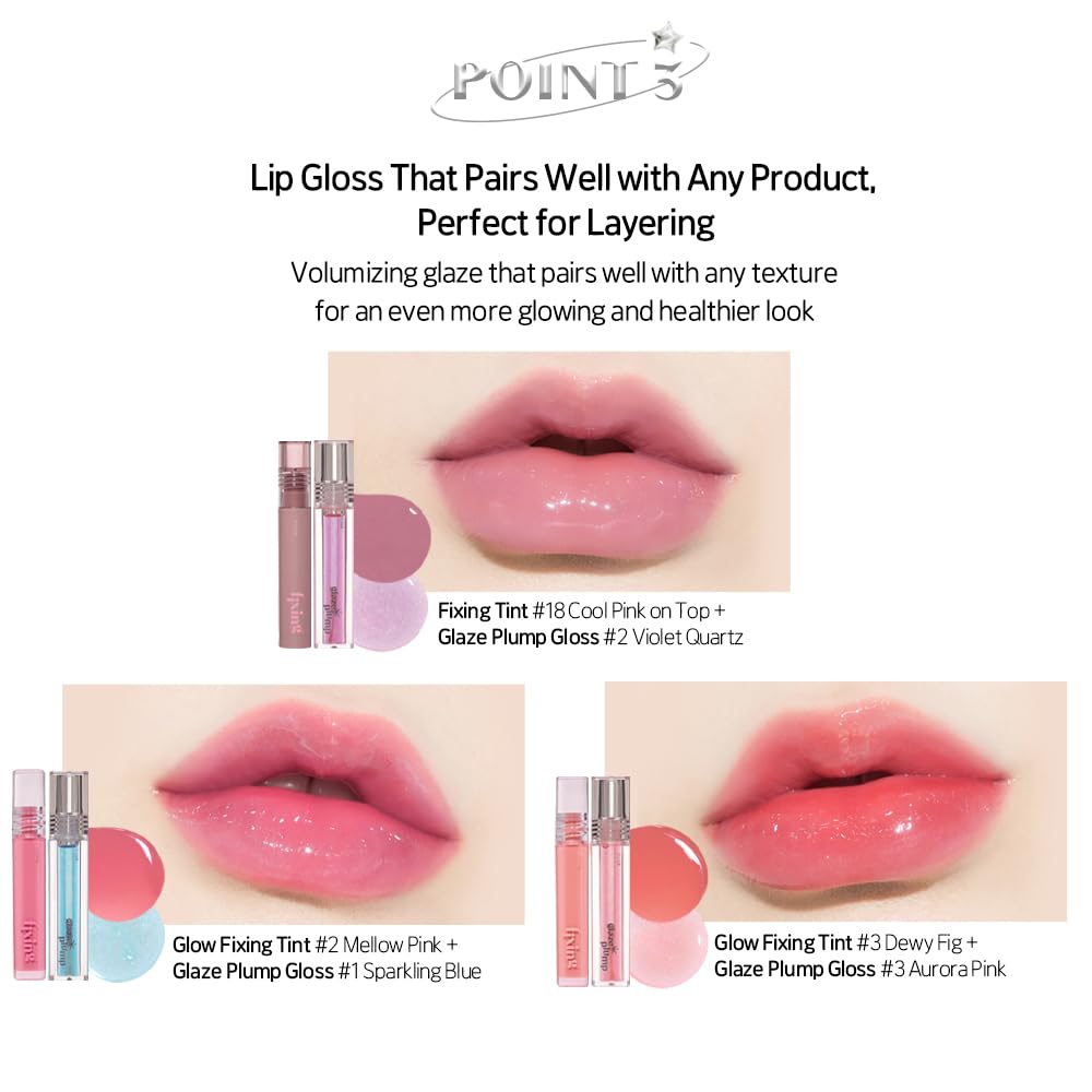 ETUDE Glaze Plump Gloss - Aurora Pink | Korean Lip Plumper, Volumizing Glaze, Vegan Certified, Shimmer, Glittering Daily Makeup. Sparkling Blue, Korean Makeup, Kbeauty, Perfect for Gift