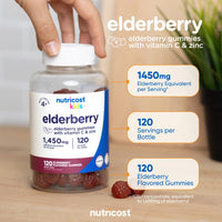 Thumbnail for Nutricost Kids Elderberry Gummies (50mg) with Zinc & Vitamin C 120 Gummies - Gluten Free, No Corn Syrup