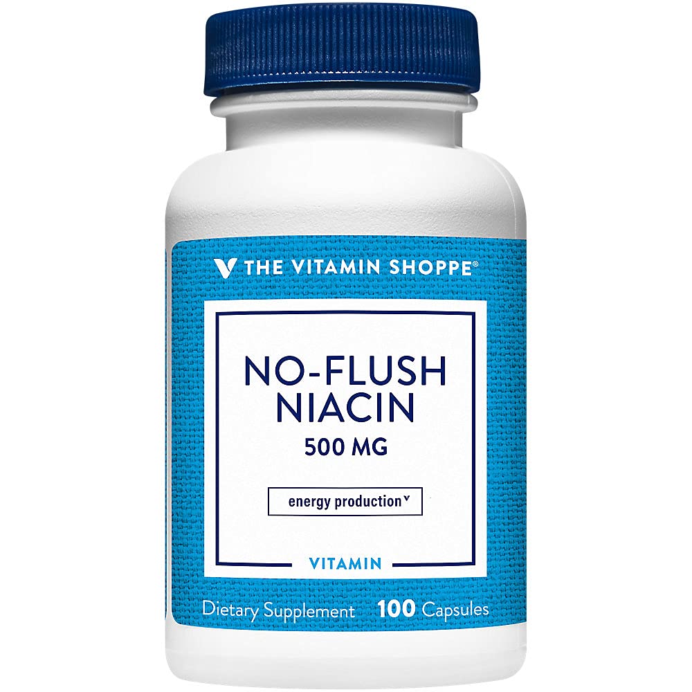 The Vitamin Shoppe No Flush Niacin 500mg - Cholesterol & Cardiovascular Support | Inositol Hexanicotinate | 100 Capsules | Flush-Free