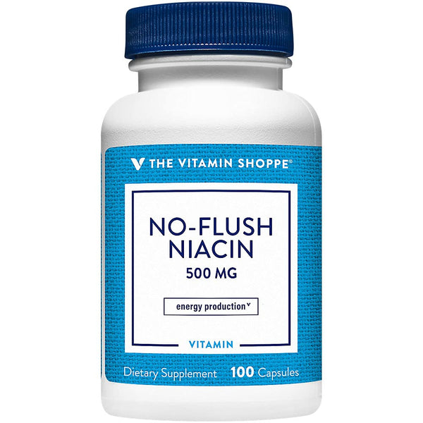 The Vitamin Shoppe No Flush Niacin 500mg - Cholesterol & Cardiovascular Support | Inositol Hexanicotinate | 100 Capsules | Flush-Free