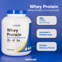Thumbnail for Nutricost Whey Protein Powder, Unflavored, 5 pounds - from Whey Protein Concentrate