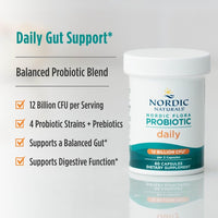 Thumbnail for Nordic Naturals Nordic Flora Probiotic Daily - 60 Capsules - 4 Probiotic Strains with 12 Billion Cultures - Optimal Wellness, Immune Support, Digestive Health - Non-GMO, Vegan - 30 Servings