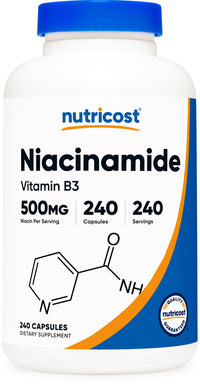Thumbnail for Nutricost Niacinamide (Vitamin B3) 500mg, 240 Capsules - Non-GMO, Gluten Free, Flush Free Vitamin B3