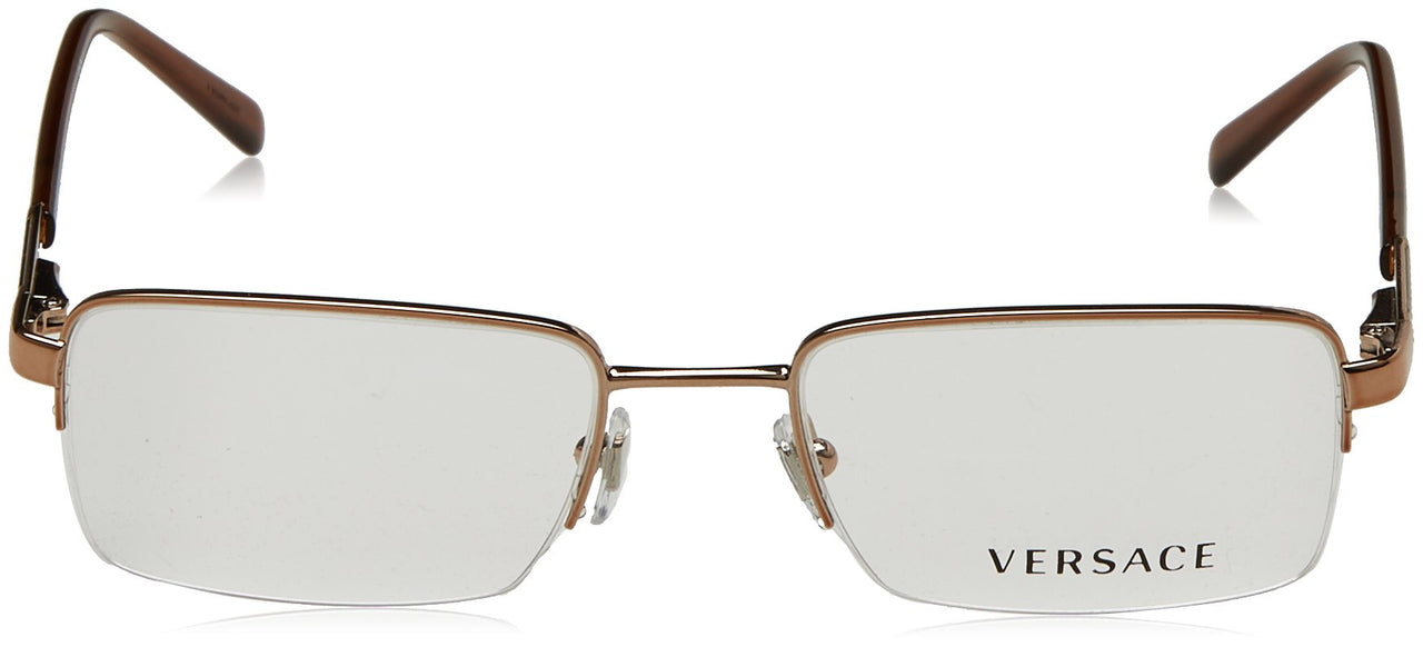 Versace VE1066 50mm Non-Polarized Glasses for Men - Bronze Copper Square Metal Frame with Light Brown Temples, Lightweight & Comfortable Eyeglasses for Prolonged use, eShades Eyewear Kit Included