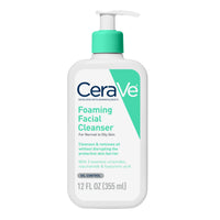 Thumbnail for CeraVe Foaming Facial Cleanser, Daily Face Wash for Oily Skin with Hyaluronic Acid, Ceramides, and Niacinamide, Fragrance Free Paraben Free, 12 Fluid Ounce