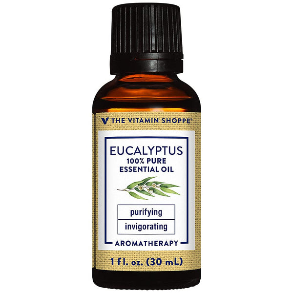 The Vitamin Shoppe Eucalyptus Essential Oil - Respiratory Support & Aromatherapy | 100% Pure Steam-Distilled | 1 oz | Therapeutic Grade
