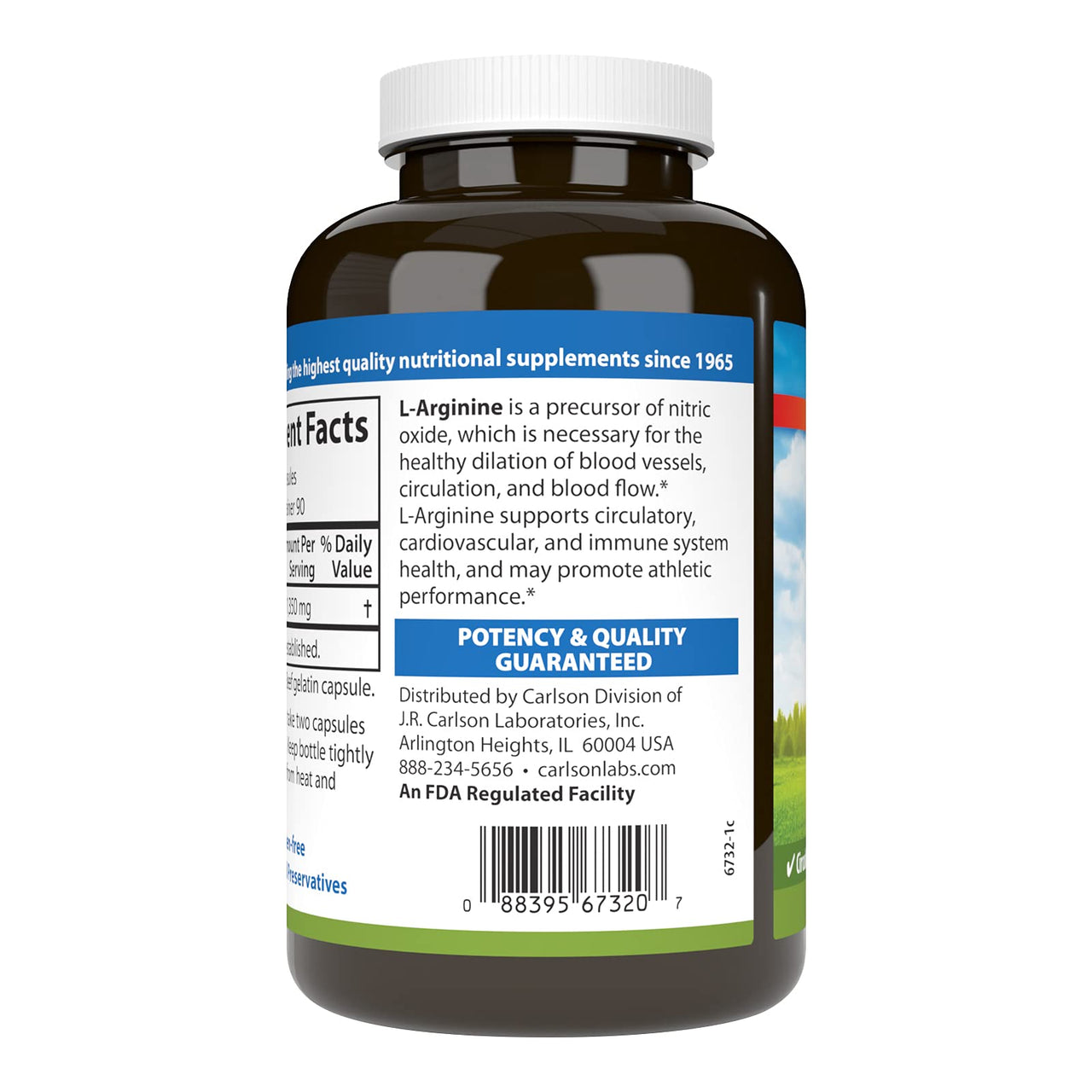 Carlson - L-Arginine, 675 mg, Circulatory Health, Support, 180 Capsules