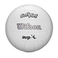 Thumbnail for Wilson AVP Soft Play Volleyball - Official Size, White, 18-Panel, Machine-Sewn Construction, Butyl Rubber Bladder, Sponge-Backed Synthetic Leather Cover, Ideal for Ages 13 and Up