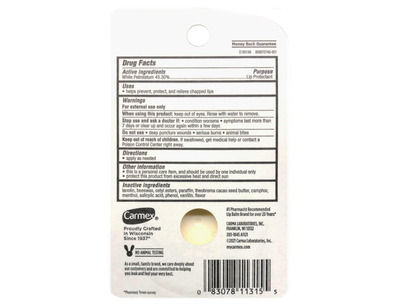 Carmex The Original Lip Balm, .25oz