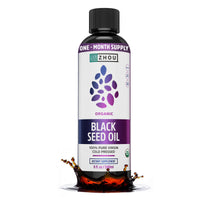 Thumbnail for Zhou Organic Black Seed Oil - Black Cumin Seed Oil Cold Pressed, Nigella Sativa, Pure Unrefined Blackseed Liquid, Premium Supplement for Health with Thymoquinone, Omega 3 6 9 - 8 Fl Oz (Pack of 1)