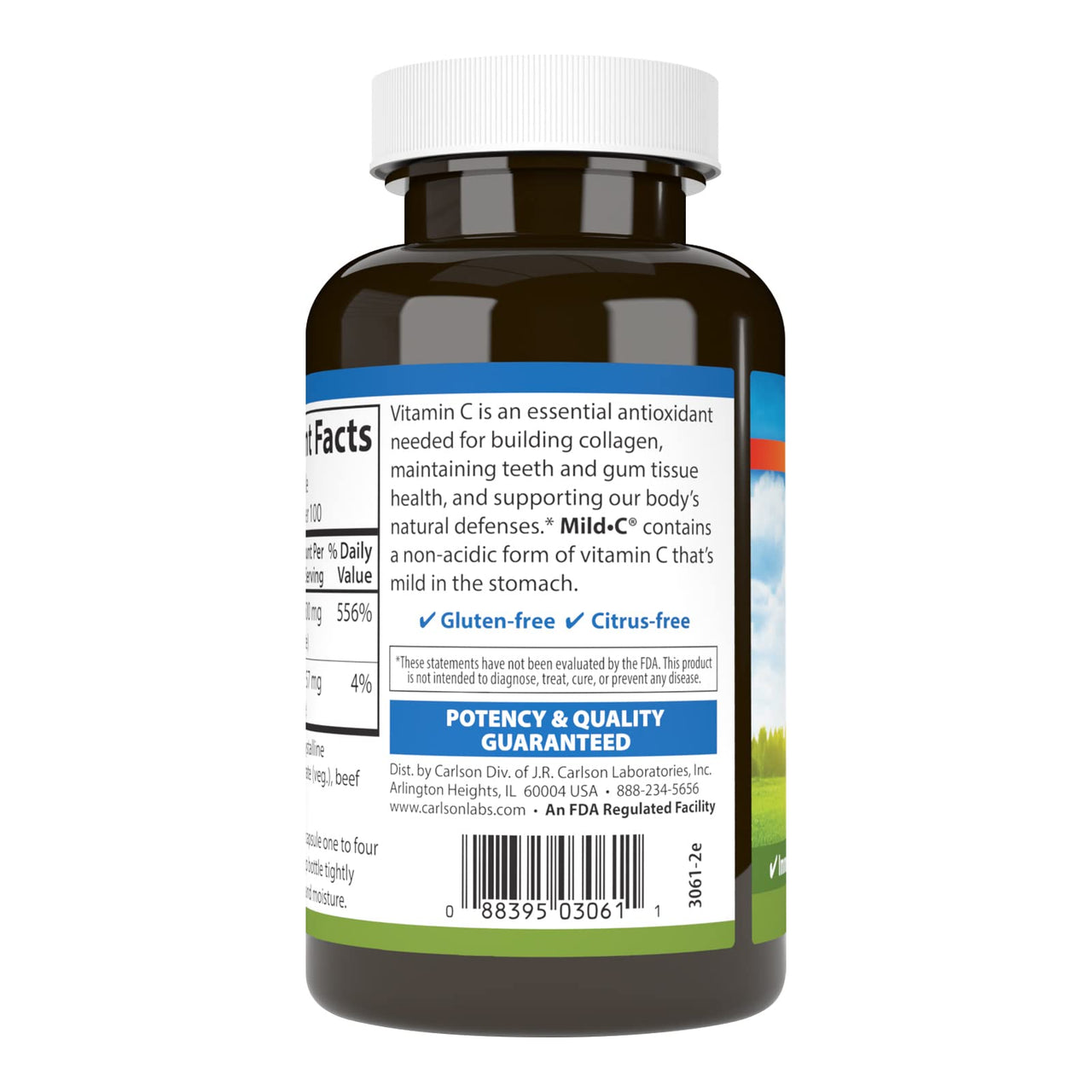 Carlson - Mild-C, 500 mg, Buffered Vitamin C, Immune Support & Optimal Wellness, Antioxidant, 100 Capsules