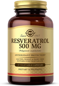 Thumbnail for Solgar Resveratrol 500 mg, 30 Vegetable Capsules - Antioxidant Protection - Gluten Free, Dairy Free - 30 Servings