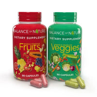 Thumbnail for Balance of Nature Fruits & Veggies Supplements - Whole Fruit and Vegetable Ingredients for Women, Men, and Kids - 90 Fruits Capsules, 90 Veggies Capsules - 1 Set