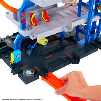 Thumbnail for Hot Wheels Mega Loop Garage Track Set with Toy Car & Helicopter