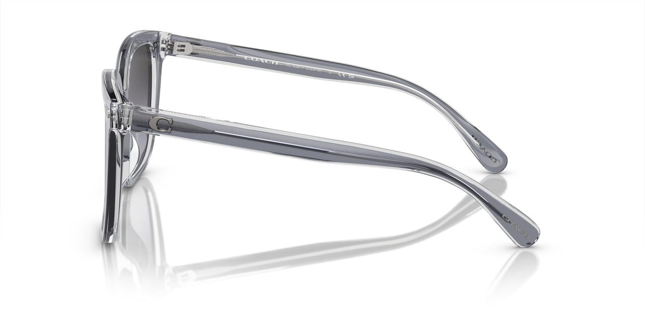 Coach HC8381F Low Bridge Fit Sunglasses, Dark Grey/Light Grey/Light Grey Gradient, 56 mm