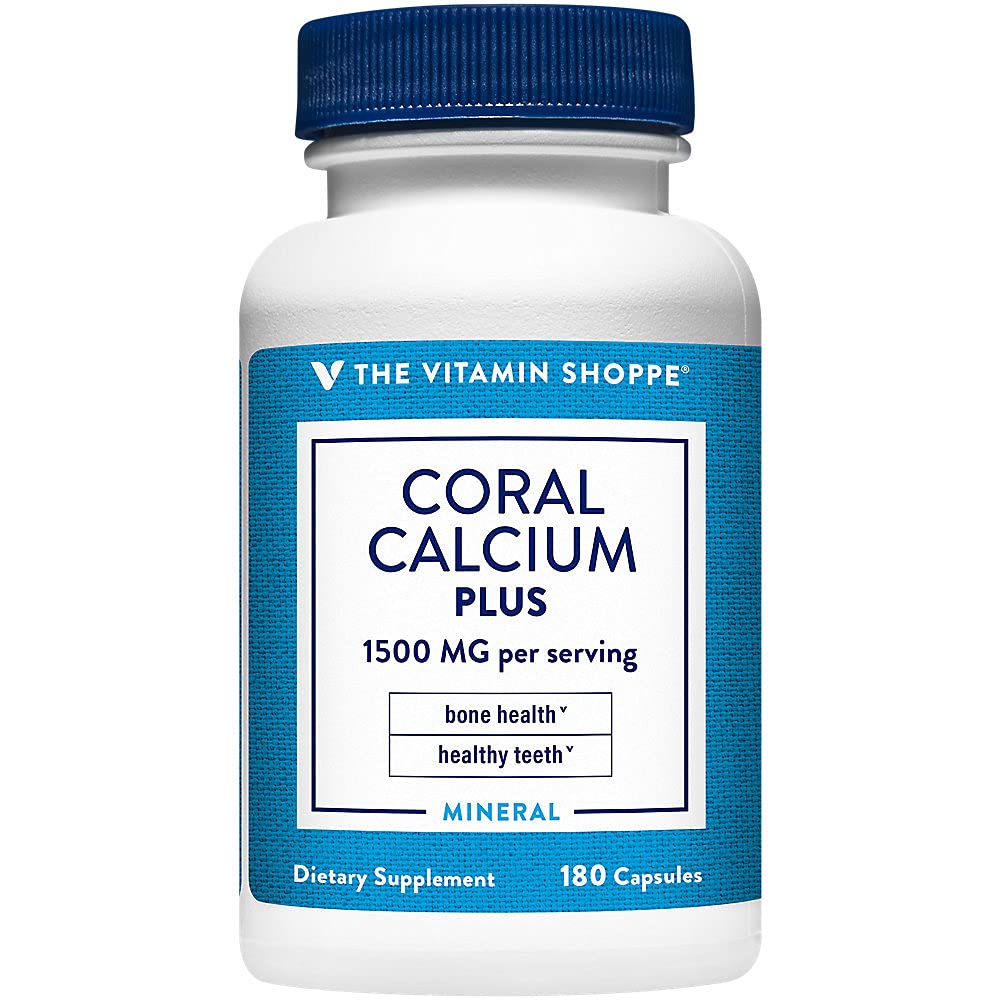 The Vitamin Shoppe Coral Calcium Plus 1,500MG - Eco Safe Source of Calcium, Magnesium & Trace Minerals to Support Healthy Bones and Teeth (180 Capsules)