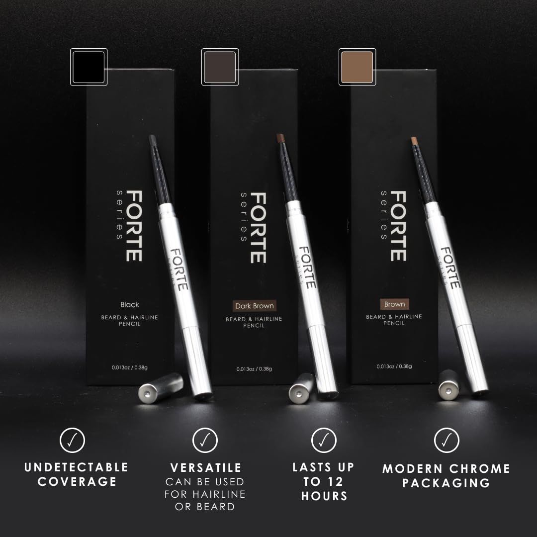 Forte Series Beard and Hairline Shaper, Smudge-Resistant Wax, Precision Brush, Sleek Travel Packaging (Brown)