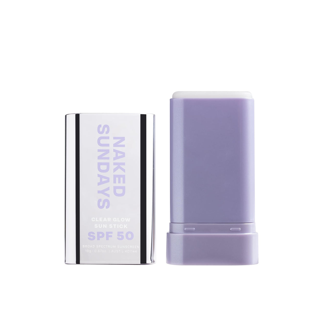 Naked Sundays Clear Glow Sun Stick SPF 50 – Invisible Clear Sunscreen Stick for Face & Body – No White Cast, Fragrance-Free, Broad Spectrum – Dry Oil Formula, Travel-Friendly, 19g