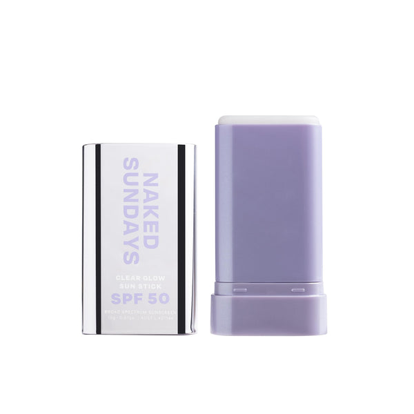 Naked Sundays Clear Glow Sun Stick SPF 50 – Invisible Clear Sunscreen Stick for Face & Body – No White Cast, Fragrance-Free, Broad Spectrum – Dry Oil Formula, Travel-Friendly, 19g