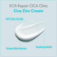 Thumbnail for TOSOWOONG SOS Repair CICA Clinic Zinc Cream, 100,000ppm Zinc Oxide, Heal, Soothe Acne, Redness, Rosacea Treatment, Skin Barrier Repair, Moisture, Non-Comedogenic, Korean Skin care, 50g, 1.76 oz.