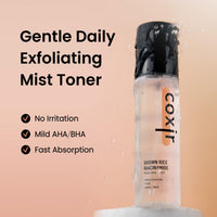 Thumbnail for coxir Brown Rice Gentle Mist Toner – Niacinamide, TXA, AHA/BHA | Daily Mild Peeling Facial Spray for Smooth Texture & Pore Care | Korean Skincare [2.70 fl.oz]