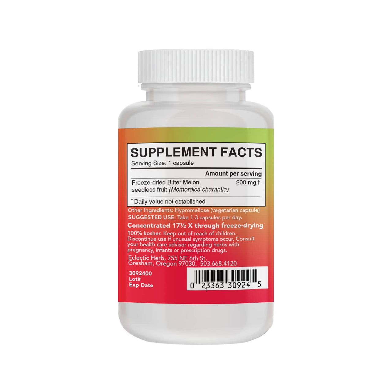 ECLECTIC INSTITUTE Raw Fresh Freeze-Dried Non-GMO Bitter Melon | 50 CT (200 mg)