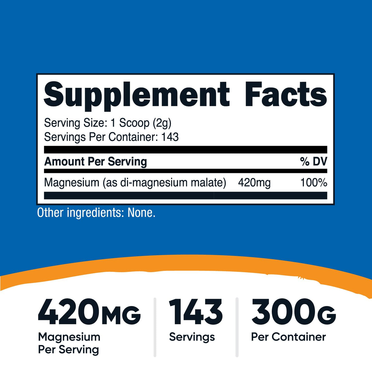 Nutricost Magnesium Malate Powder (300g) - 420mg of Magnesium Per Serving - Non-GMO, Gluten Free