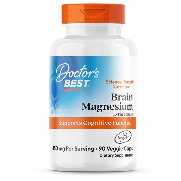 Image 1 of Doctor's Best L-Threonate Supplement - Magtein Magnesium L Threonate Capsules, Memory & Focus Support for Women & Men, 150 mg Per Serving, Vegan, Gluten Free - 90 Veggie Caps
