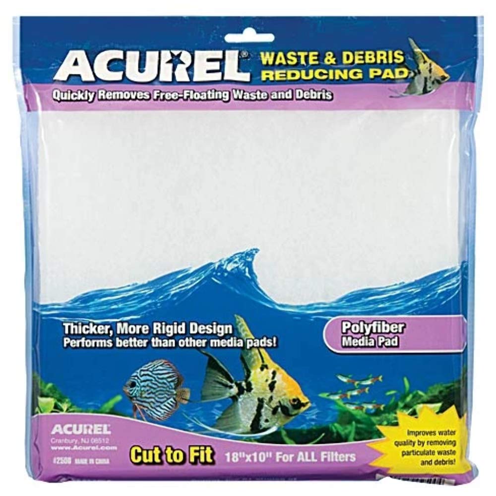 Acurel LLC Waste and Debris Reducing Media Pad, Aquarium and Pond Filter Accessory, 10-Inch by 18-Inch