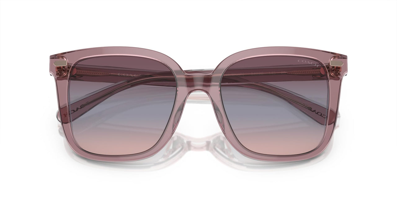 Coach HC8381U Universal Fit Sunglasses, Transparent Rose/Blush/Purple Blue Peach Gradient, 54 mm