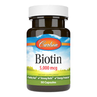 Thumbnail for Carlson - Biotin, 5000 mcg, Healthy Hair, Strong Nails & Energy Production, 50 Capsules