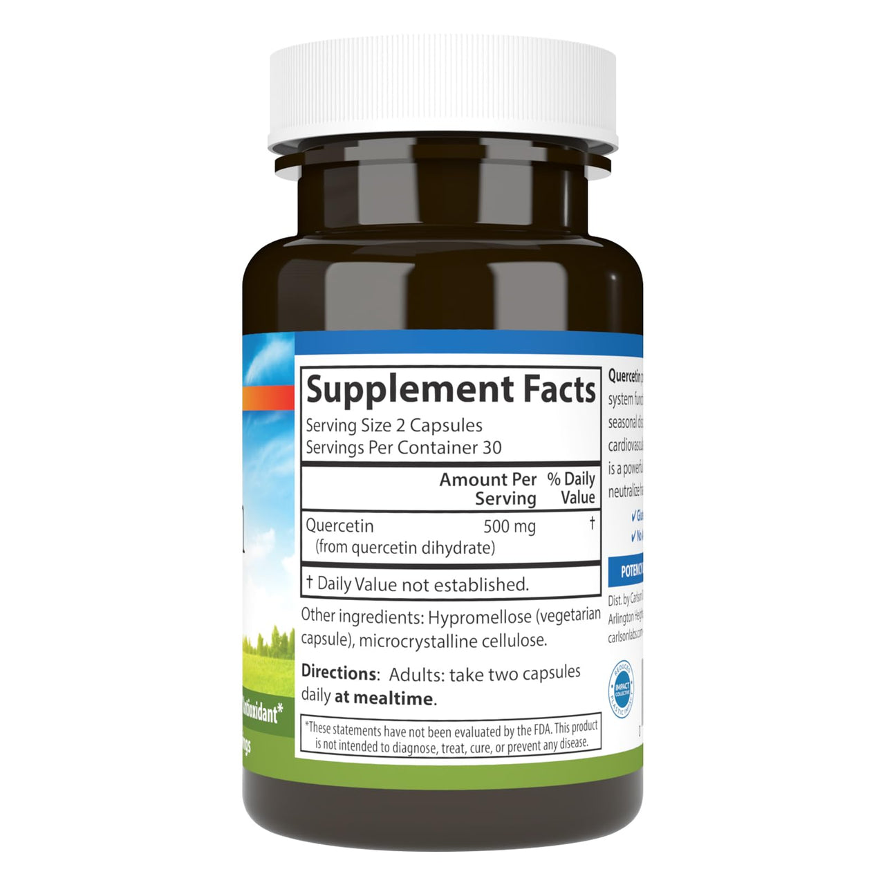 Carlson - Quercetin, 500 mg, Seasonal Support, Skin Health, Optimal Wellness, 60 Vegetarian Capsules