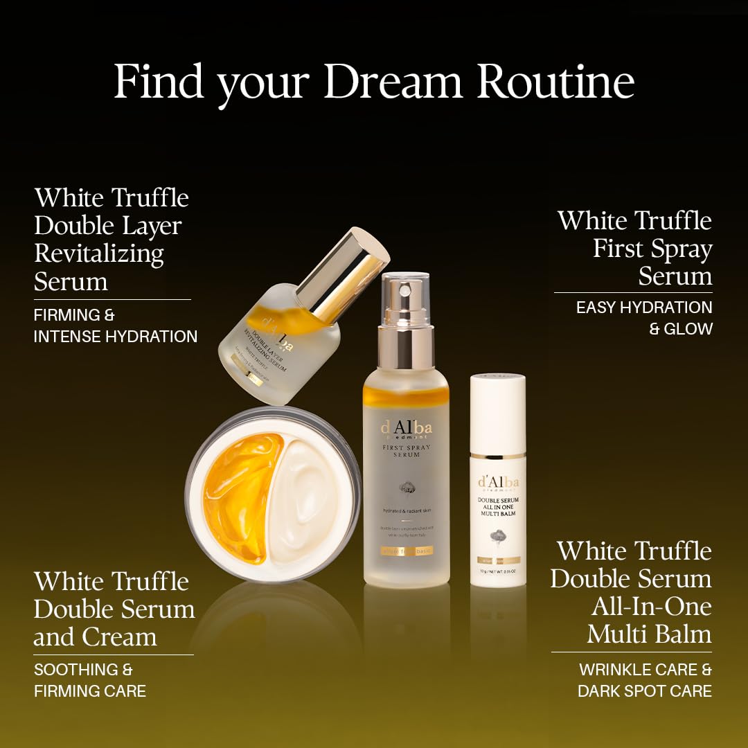 d'alba Piedmont Italian White Truffle Double Layer Revitalizing Serum (1.01 fl.oz), 100hr Hydration, Hyaluronic Acid and Centella Asiatica, Skin Firming and Tightening, Long-lasting Korean Skin Care