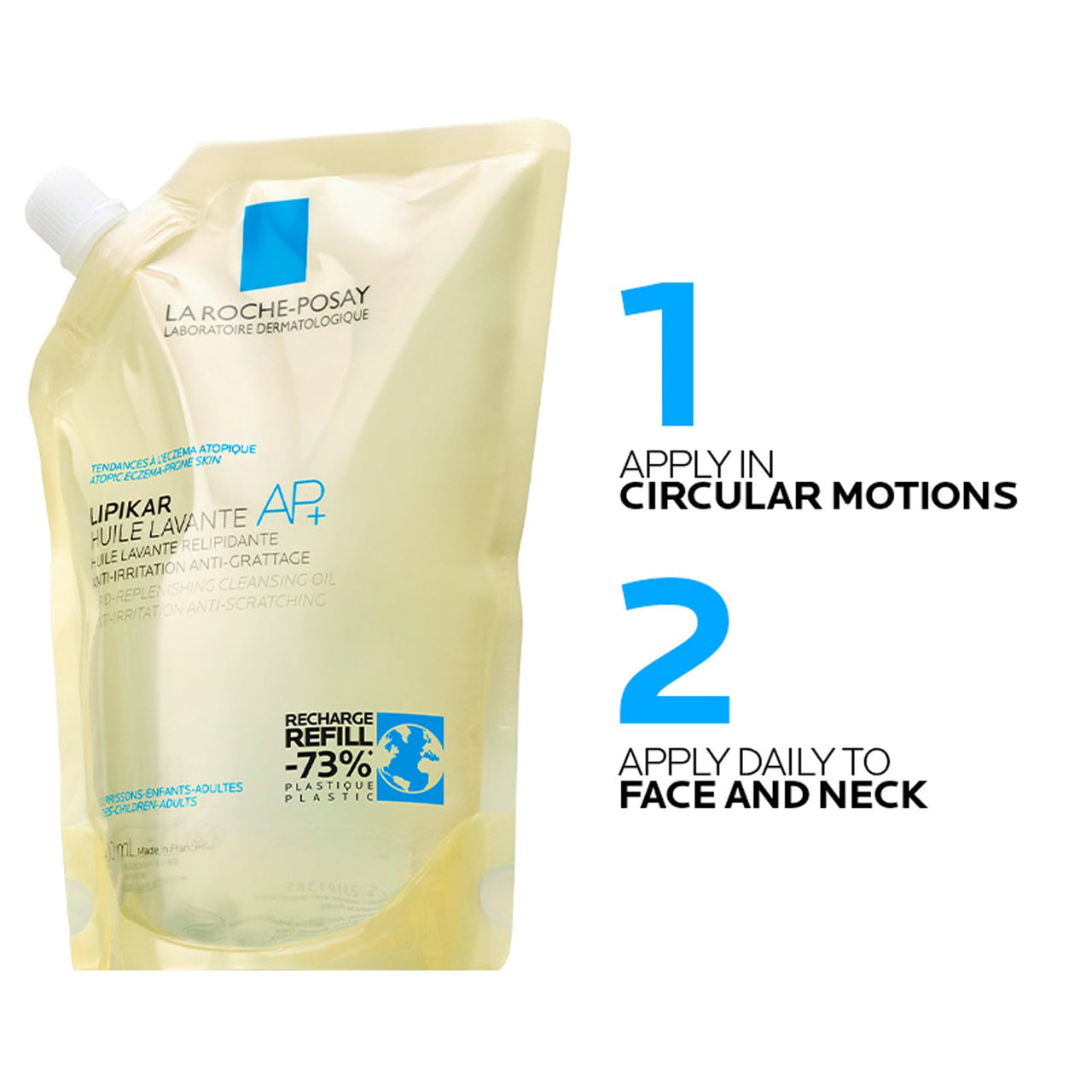 La Roche-Posay Lipikar AP+ Gentle Foaming Cleansing Oil, Gentle Oil Cleanser for Face and Body Formulated with Niacinamide, Long-Lasting 24-hour Hydration, Fragrance-Free & Soap Free