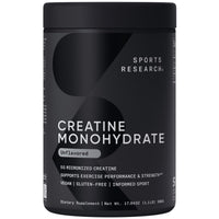 Thumbnail for Sports Research Creatine Monohydrate - Gain Lean Muscle, Improve Performance and Strength and Support Workout Recovery* - 5 g Micronized Creatine - 17.64 oz