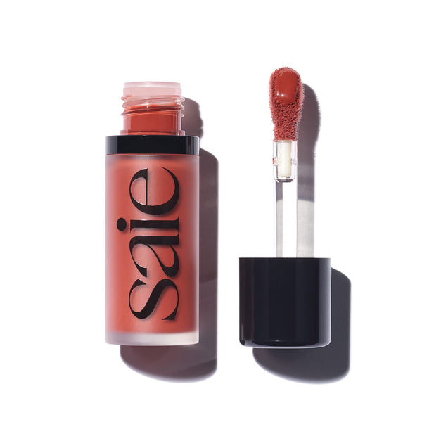 Saie Dew Liquid Blush for Cheeks - Hydrating Cream Blush Stick with a Blendable + Buildable Formula - Skincare Infused Dewy Cheek Tint for a Natural Flush - Glowy Makeup Essential - Spicy (.40 oz)