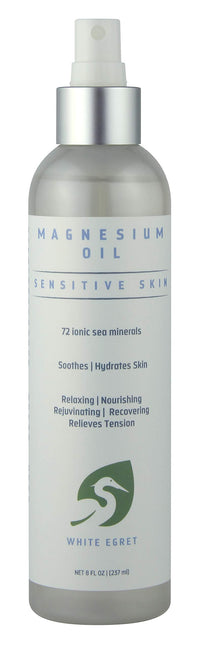Thumbnail for White Egret | Magnesium Oil Spray Sensitive Skin with 72 Ionic sea Minerals | Soothing, Nourishing, rejuvenating and Recovering Properties | 8 Fl Oz
