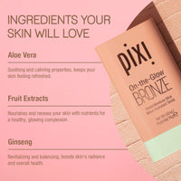 Thumbnail for Pixi On-the-Glow Bronze - SoftGlow, Hydrating Tinted Moisture Bronzer Stick with Ginseng, Aloe Vera & Fruit Extracts, For Cheeks & Lips, 19g / 0.6oz, Paraben-Free