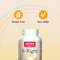 Thumbnail for Jarrow Formulas K-Right - Vitamin K-Complex (K1, MK-4, MK-7, D3) - 60 Servings (Softgels) - Dietary Supplement for Bone & Cardiovascular Health Support - Vitamin K2 MK-7 - Gluten Free