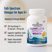 Thumbnail for Nordic Naturals Complete Omega Jr., Lemon - 90 Mini Soft Gels - 283 mg Total Omega-3s & 35 mg GLA - Healthy Cognition, Nervous System Function - Non-GMO - 45 Servings