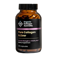 Thumbnail for Organic Collagen Australia Pure Collagen & Liver Capsules – Muscle Strength & Vitality with Hydrolyzed Collagen, Grass-Fed Liver, and Vitamin B12 – 120 Capsules