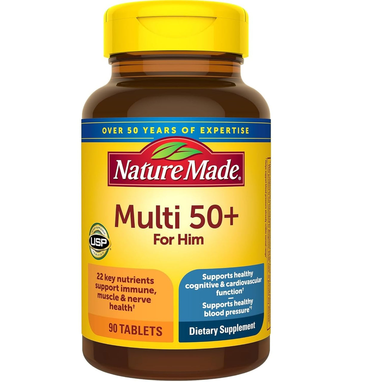 Nature Made Multi for Him 50+ Dietary Supplement Tablets 90 ea (Pack of 4)